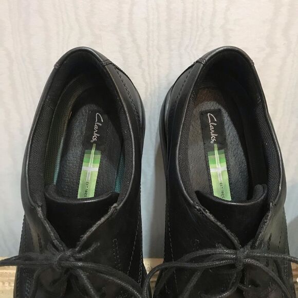 Clarks Black Leather Newman Bicycle Toe Oxfords Sz 11 - Picture 5 of 15